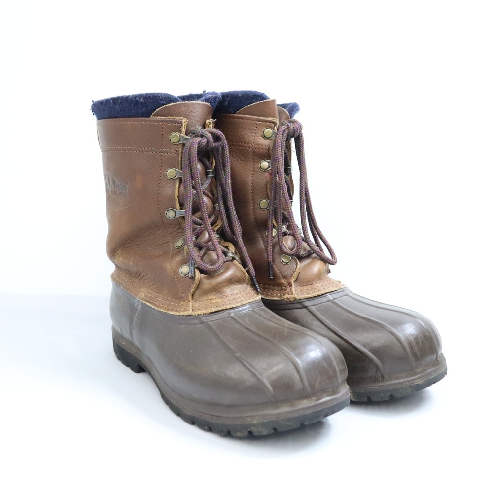 Vintage LL Bean Men's Brown Leather Waterproof Insulated‎ Duck Boots Size 8